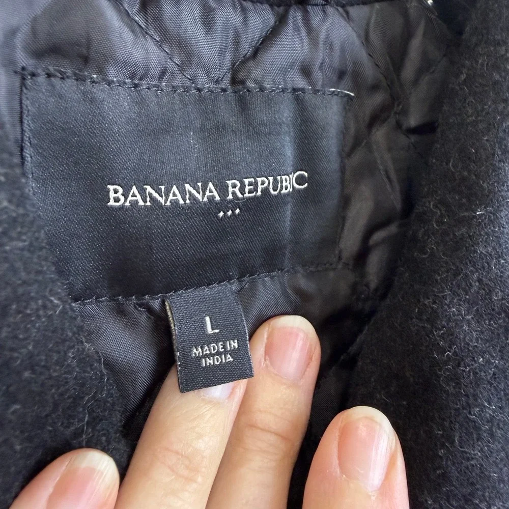 Banana‎ Republic Black Wool Field Coat MEN Large INSULATED CHARCOAL PEACOAT